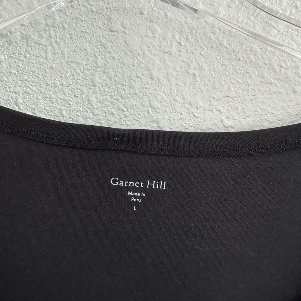 Garnet Hill Midi Dress Large‎ Black Easy Knit Scoop Neck Organic Pima Cotton - Picture 5 of 9